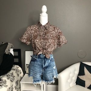 Vintage 90s CrazyHorse Paisley Floral Top Shirt AC